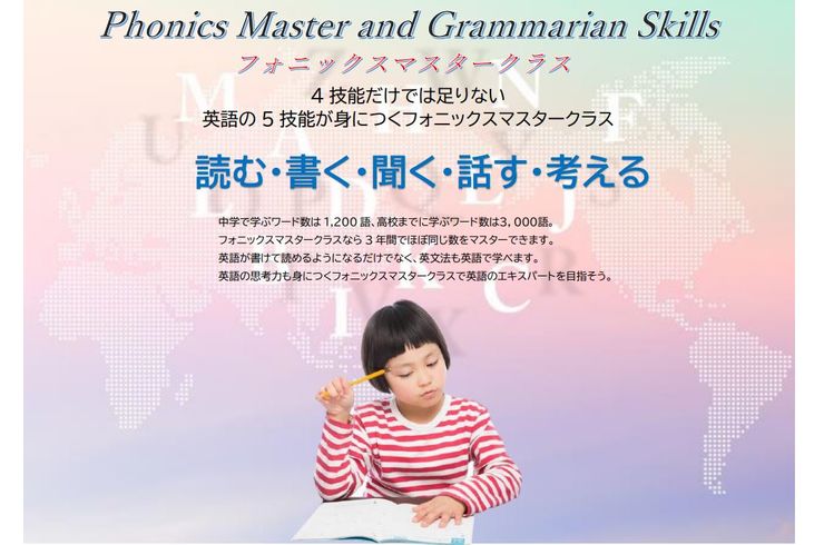 女の子が勉強しているバックにはアルファベット